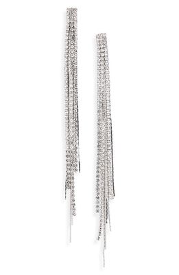 BP. Multi Crystal Fringe Drop Earrings in Silver- Clear