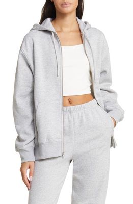 BP. Oversize Cotton Blend Zip-Up Hoodie in Grey Soft Heather