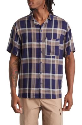 BP. Plaid Camp Shirt in Navy League Andrew Madras