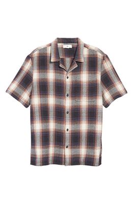 BP. Plaid Cotton Button-Up Shirt in Black- Tan Waffle Plaid