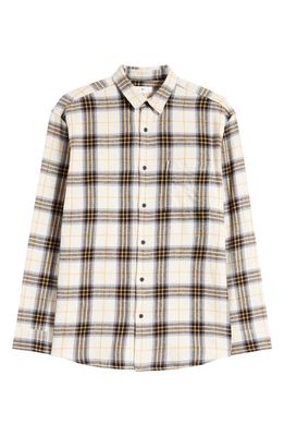 BP. Plaid Flannel Button-Up Shirt in Ivory- Black Jacob Plaid