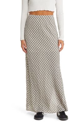 BP. Plaid Maxi Skirt in Grey- Ivory Plaid