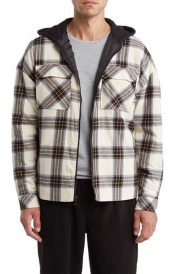 BP. Plaid Zip Hooded Shirt Jacket in Black- White Ombre Plaid
