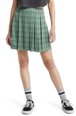 BP. Pleated Knit Tennis Skirt in Green Plaid