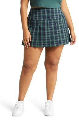 BP. Pleated Skirt in Navy- Green Coco Plaid