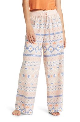 BP. Print Cotton Blend Flannel Pajama Pants in Pink Smoke Holiday Fairisle