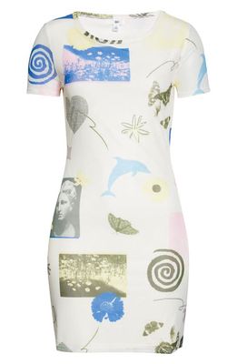 BP. Print Mesh Dress in Ivory- Blue Spring Collage