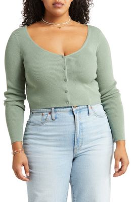 BP. Rib Fitted Cardigan in Green Dune
