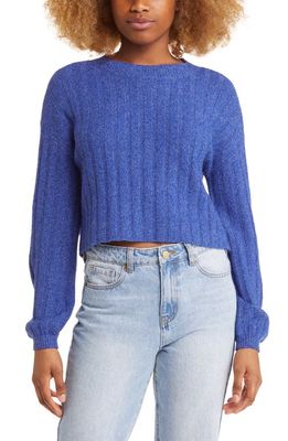 BP. Ribbed Crewneck Sweater in Blue Mazarine