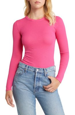 BP. Ribbed Long Sleeve T-Shirt in Pink Beetroot