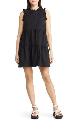 BP. Ruffle Tiered Cotton Babydoll Dress in Black