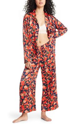 BP. Satin Pajama Set in Navy Peacoat Couch Floral