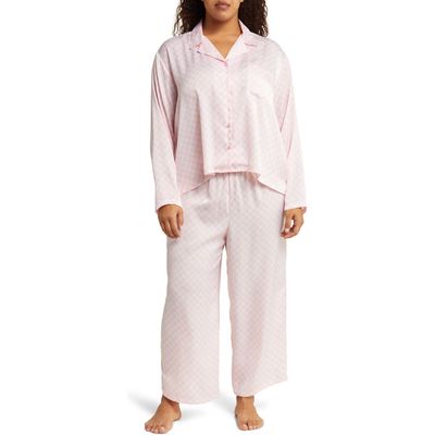 BP. Satin Pajamas in Pink Posy Billy Check