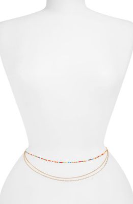 BP. Seed Bead Layered Belly Chain in Gold- Pink Multi