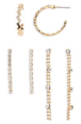 BP. Set of 3 Crystal Embellished Earrings in Gold- Clear