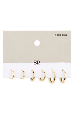 BP. Set of 3 Hoop Earrings in 14K Gold Dipped