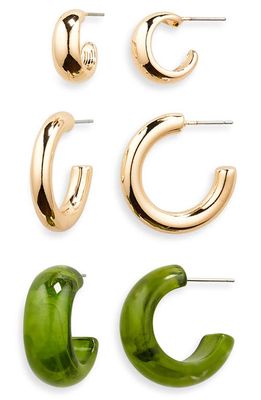 BP. Set of 3 Hoop Earrings in Gold Multi
