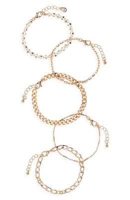 BP. Set of 5 Multilink Bracelet Set in Gold