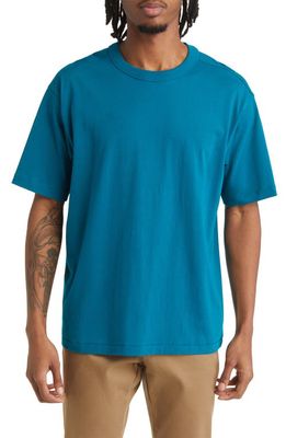 BP. Solid Cotton Crewneck T-Shirt in Teal Gloss