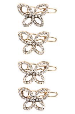 BP. Sparkle 4-Pack Embellished Butterfly Hair Clips in Gold- Clear