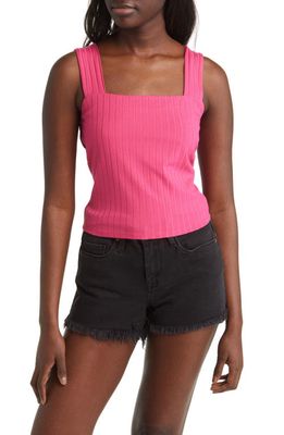 BP. Square Neck Rib Sweater Tank in Pink Magenta