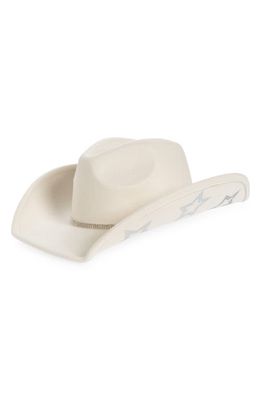 BP. Star Print Cowboy Hat in Ivory- Silver Stars