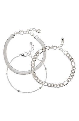BP. Sterling Silver Dipped Assorted Set of 3 Chain Bracelets
