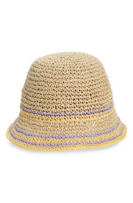 BP. Straw Bucket Hat in Almond- Purple- Yellow