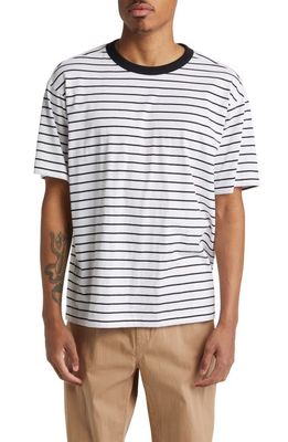 BP. Stripe Cotton Blend T-Shirt in White- Black Stripe