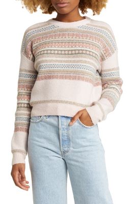 BP. Texture Knit Crewneck Sweater in Pink Luna Fair Isle
