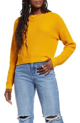 BP. Thermal Knit Crop Sweater in Yellow Treasure