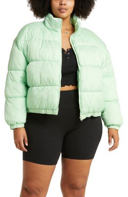 BP. Water-Resistant Crop Puffer Jacket in Green Pastel