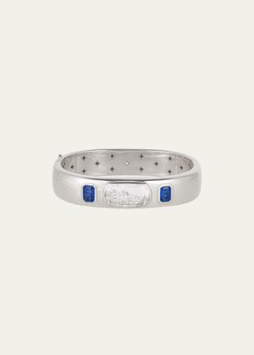 Brado Bangle with Blue Sapphires and Diamonds in 18K White Gold