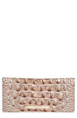 Brahmin 'Ady' Croc Embossed Continental Wallet in Silver Lining