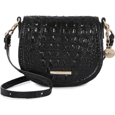 Brahmin Briar Croc Embossed Leather Crossbody Bag in Black 