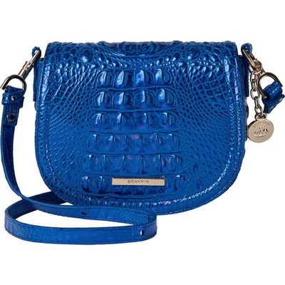 Brahmin Briar Croc Embossed Leather Crossbody Bag in Cobalt Potion 