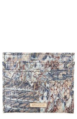 Brahmin Cheryl Croc Embossed Leather Card Holder in Icy Python