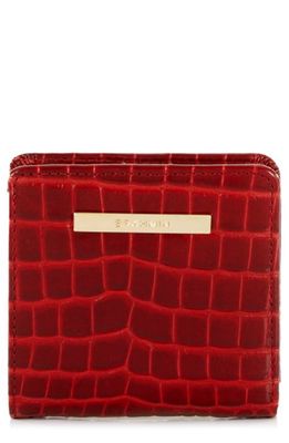 Brahmin Jane Croc Embossed Leather Bifold Wallet in Red