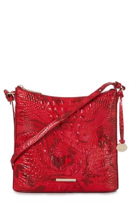 Brahmin Katie Croc Embossed Leather Crossbody Bag in Red Flare