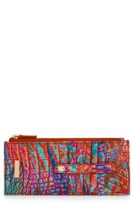 Brahmin Muse Melbourne Croc Embossed Leather Card Wallet in Rainbow Fish