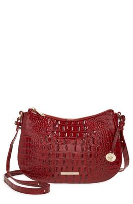 Brahmin Shayna Croc Embossed Leather Crossbody Bag in Vintage Red