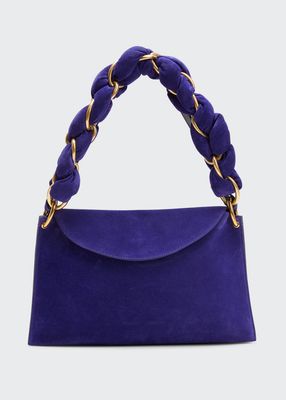 Braided Suede Chain Top-Handle Bag