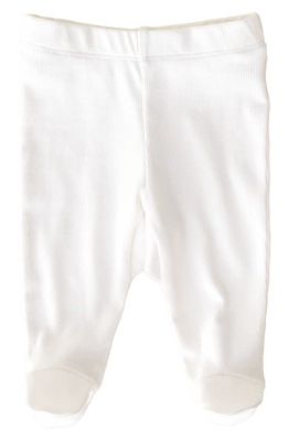 Branch & Twig Rib Stretch Organic Cotton Footed Pants in Egret