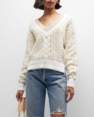 Brandi Cable-Knit V-Neck Sweater