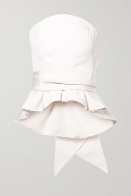 Brandon Maxwell - Bow-detailed Silk-twill Bustier Top - Ivory