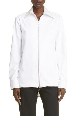 Brandon Maxwell The Akia Zip Front Stretch Cotton Top in White