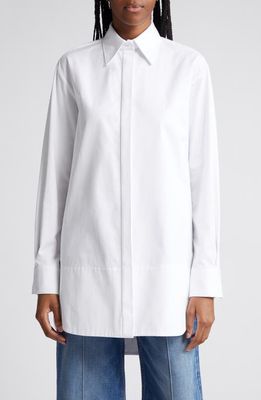Brandon Maxwell The Jade Long Sleeve Cotton Button-Up Shirt in White