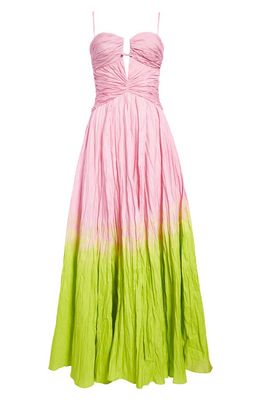 Brandon Maxwell The Larisa Plunge Neck Crinkled Stretch Poplin Gown in Lilac Sachet/Evening Primrose