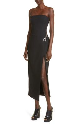 Brandon Maxwell The Nina Hardware Detail Strapless Wool & Silk Blend Column Dress in Black