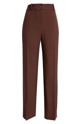 Brandon Maxwell The Soren Wool Blend Crepe Ankle Pants in Chicory Coffee